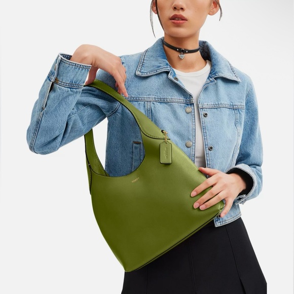 Coach Brooklyn Shoulder Bag 28 - Dark Lime - Picture 3 of 9